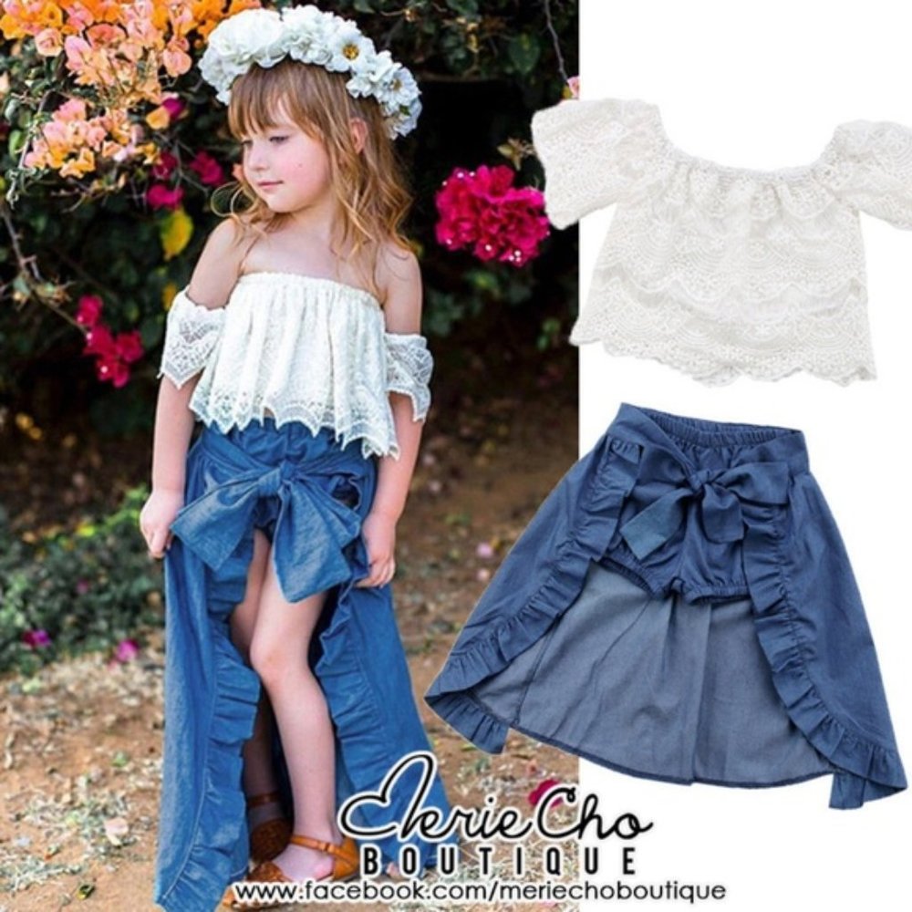 NEW 3 pieces set kids outfit denim set